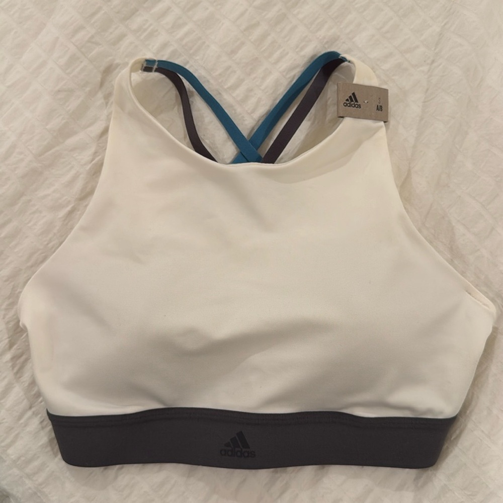 Adidas Women's Training Halter Bra, Climalite®, White Color. Size Small